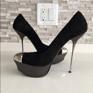 AUTHENTIC GIANMARCO LORENZI SUEDE PLATFORM HEELS